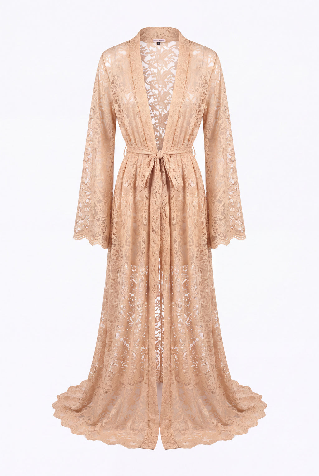 Kimono Marie en dentelle florale champagne rosé – Malkia Studio