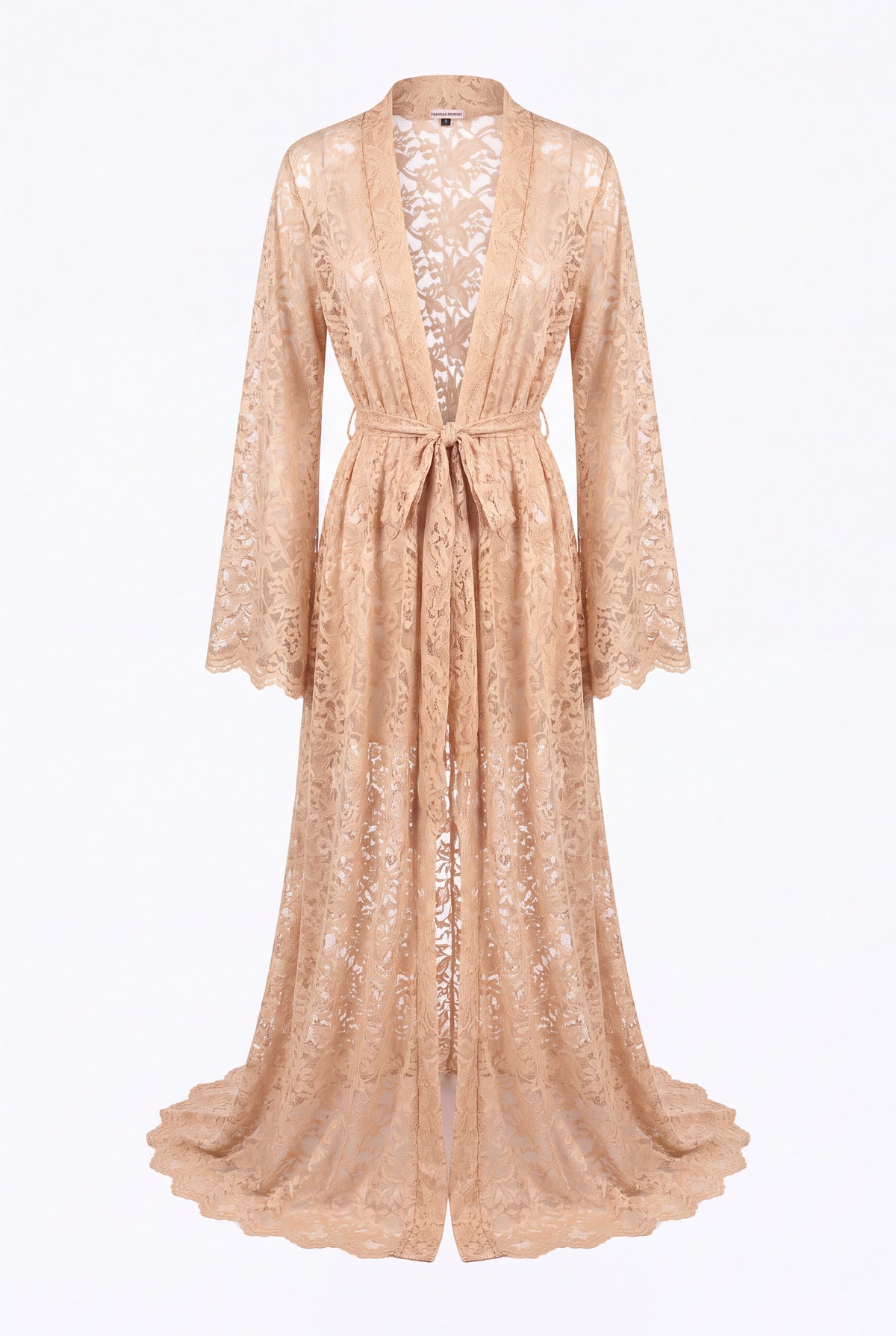 Kimono Marie en dentelle florale champagne rosé – Malkia Studio
