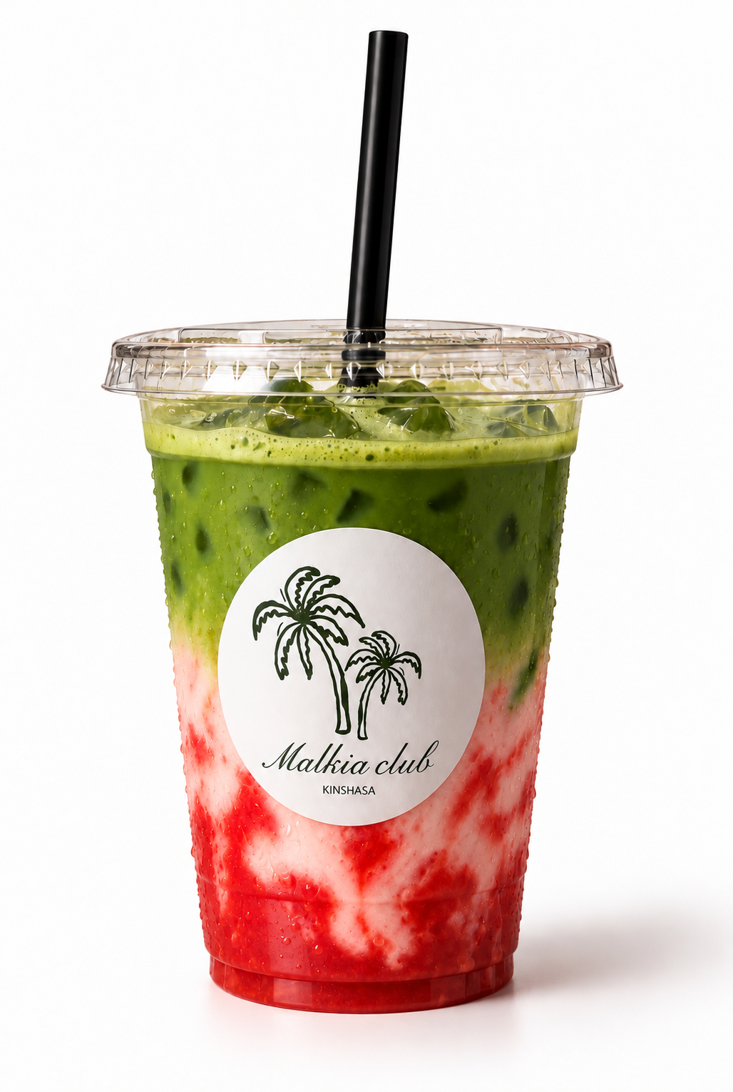 Malkia Matcha fraise, matcha glacé et coulis de fraise, Malkia Bar, Malkia Club Kinshasa